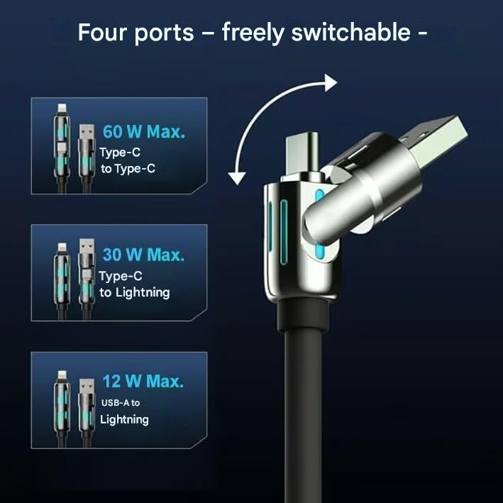 ET2846 | كابل شحن USB 4 في 1، شحن سريع، بحد أقصى 60 وات -v4