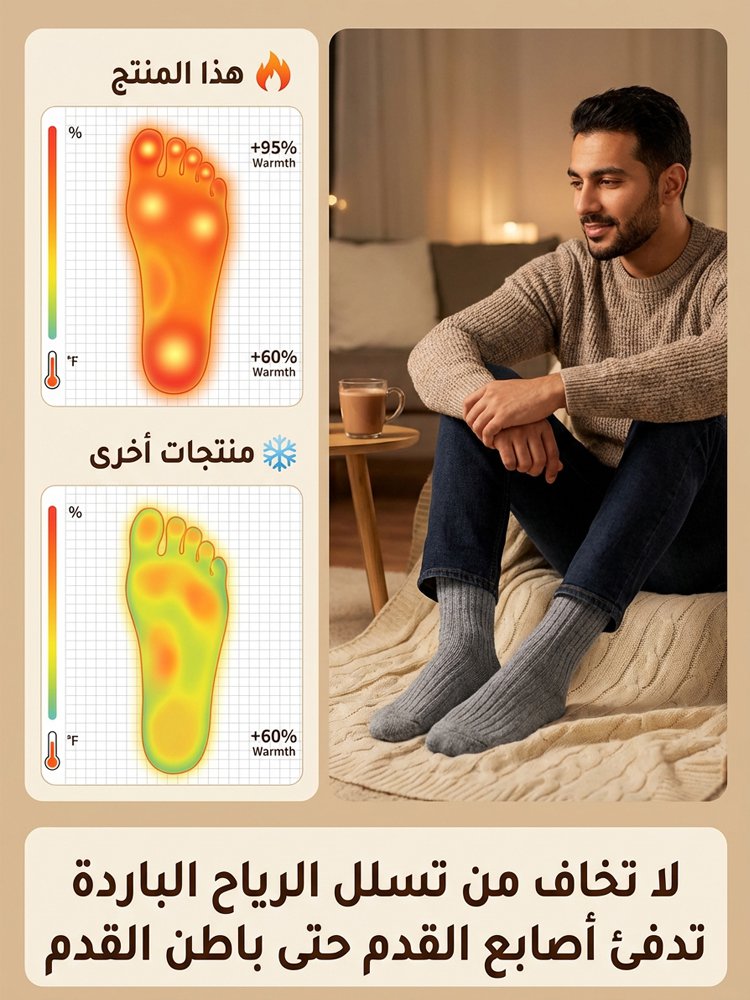 UW3035 | جوارب دافئة من وبر الجمل ببطانة وبرية ممشطة -v4 UW3035 | جوارب دافئة من وبر الجمل ببطانة وبرية ممشطة -v4