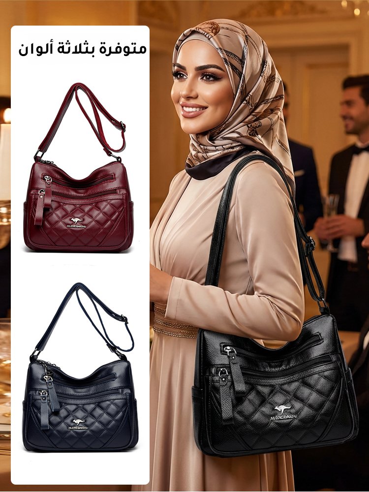 WB2586 | حقيبة كتف كلاسيكية من جلد ناعم ذات جيوب متعددة -v4