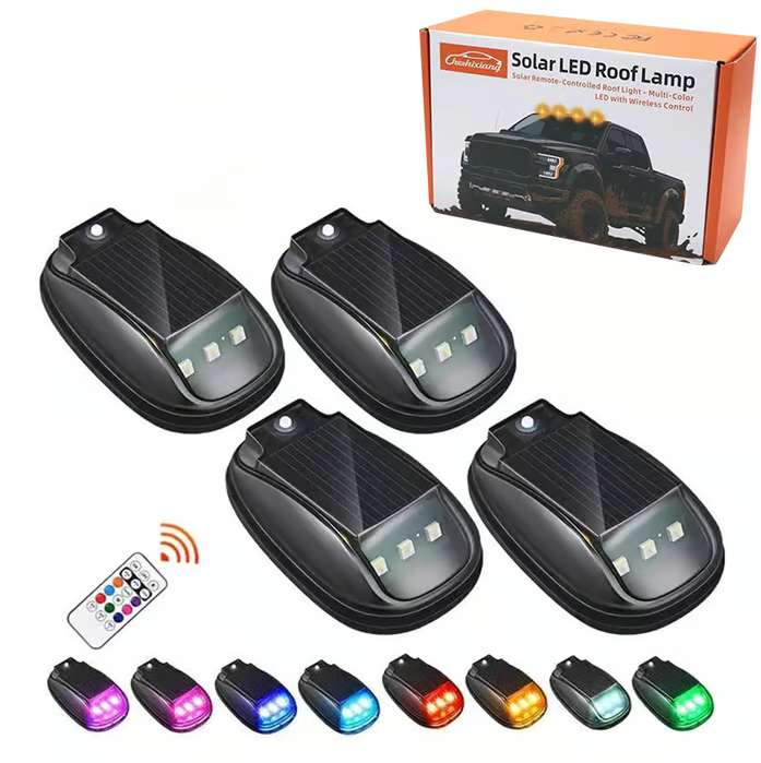 CA2587 | مصباح ستروب RGB يعمل بالطاقة الشمسية على سقف السيارة مع جهاز تحكم عن بعد -v4