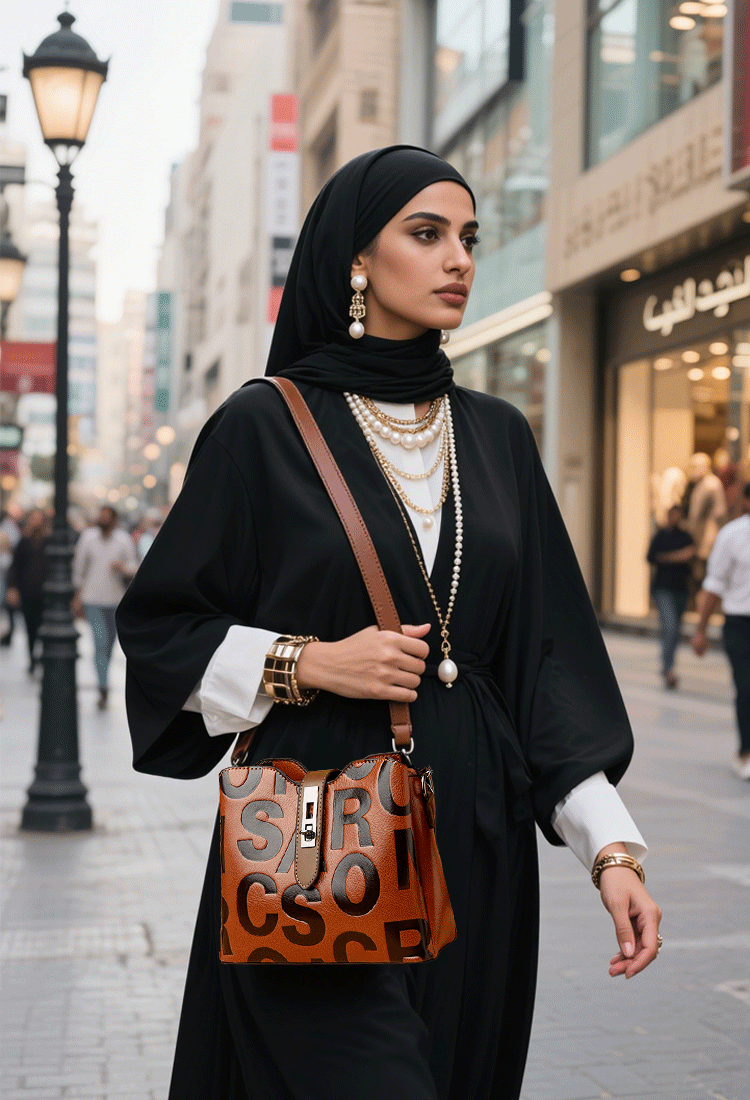 WB2589 | حقيبة كتف راقية نسائية من جلد طبيعي ناعم ومزينة بنقوش عصرية كلاسيكية -v4