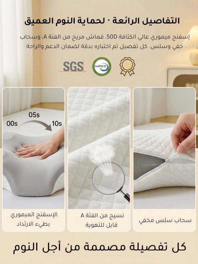 HM4527 | وسادة من الإسفنج الميموري على شكل الفراشة (لحماية العنق ومنع الشخير والنوم السريع) -v4