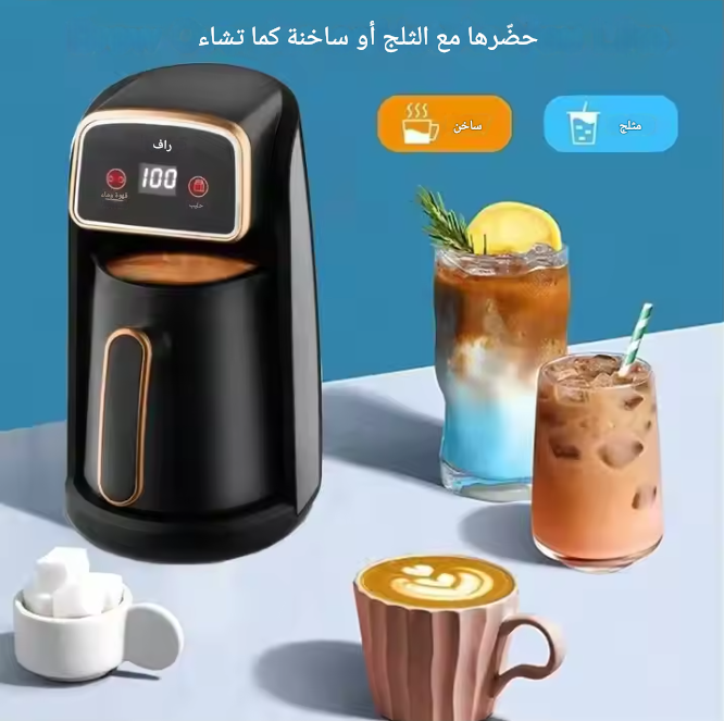 DC004 | إبريق قهوة تركي كهربائي جديد يعمل بقابس أوروبي، مزود بسخان حليب، يمكن تسخين القهوة فيه بدرجة حرارة عالية. -v4