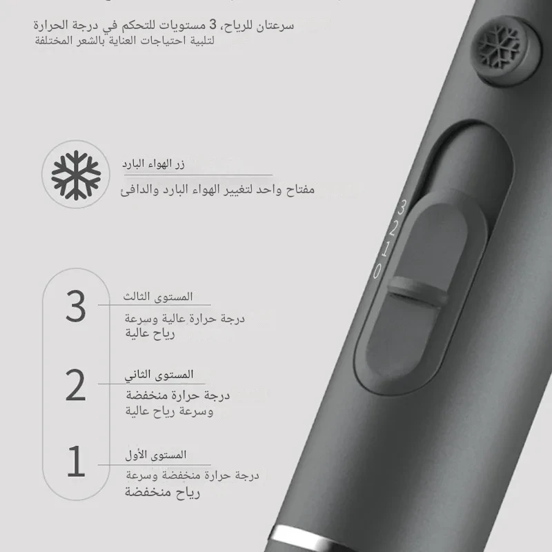 DC006 | مجفف شعر منزلي بدون فرشاة، موديل 2026، بقوة 1600-1800 واط، 220 فولت، يعمل بتقنية الأيونات السالبة ودرجة حرارة ثابتة -v4