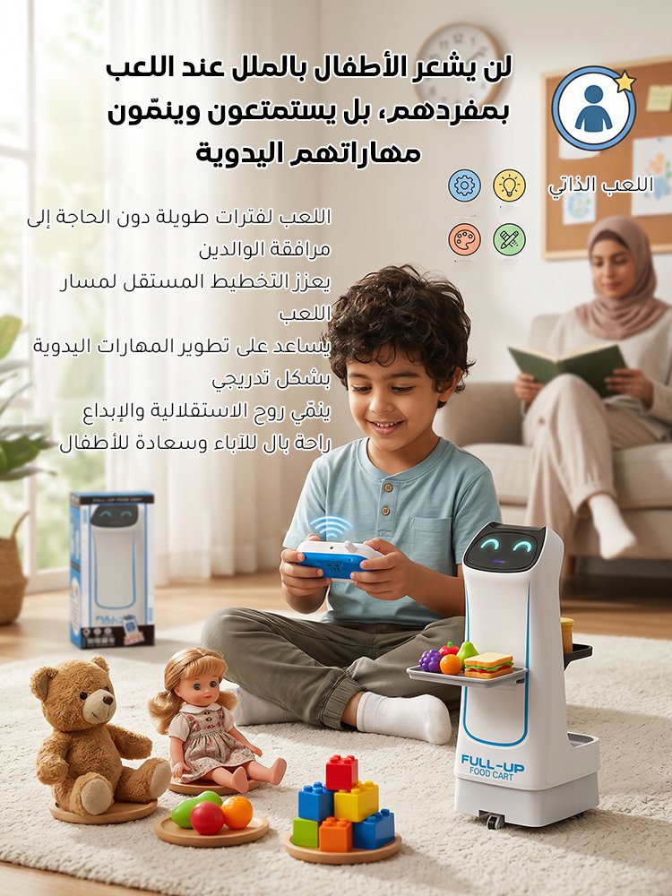 WJ2587 | روبوت أطفال لتقديم الطعام بالتحكم عن بُعد والاستشعار الذكي -v4 WJ2587 | روبوت أطفال لتقديم الطعام بالتحكم عن بُعد والاستشعار الذكي -v4