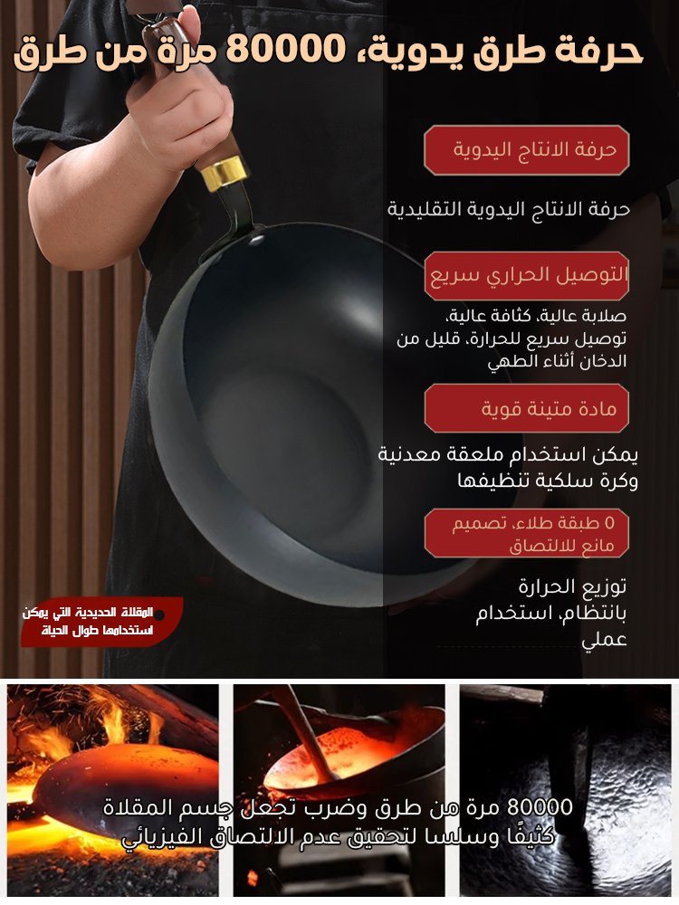 HM319ZHCD | مقلاة عميقة صحية مانعة للالتصاق بدون الطلاء (حديد نقي، توفير عنصر الحديد للجسم ) -v4