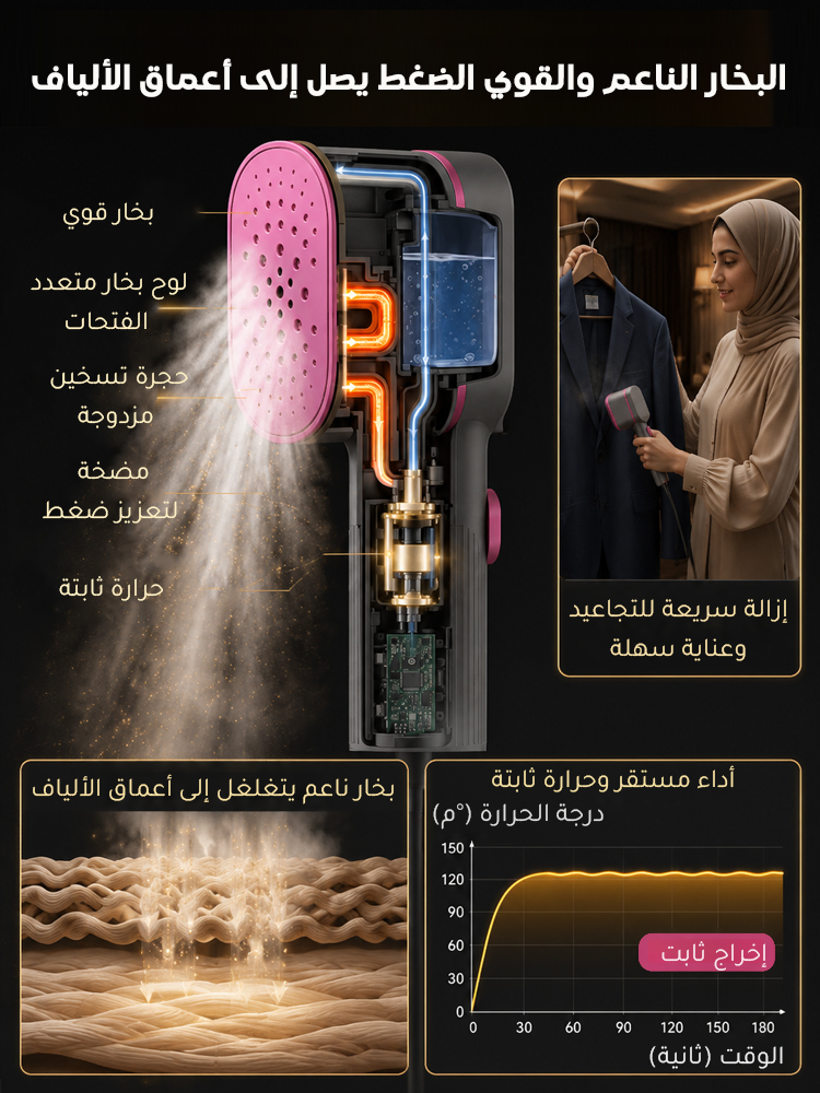 HM1281KCE | مكواة بخار يدوية منزلية بـ7 مستويات حرارة (إزالة التجاعيد خلال ثانية واحدة)-v4