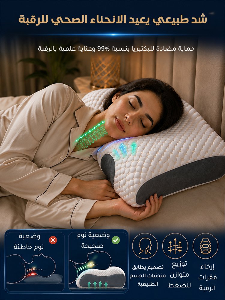 HM3981D | وسادة تدليك طبية مضادة للبكتيريا، لدعم فقرات الرقبة والمساعدة على النوم -v5