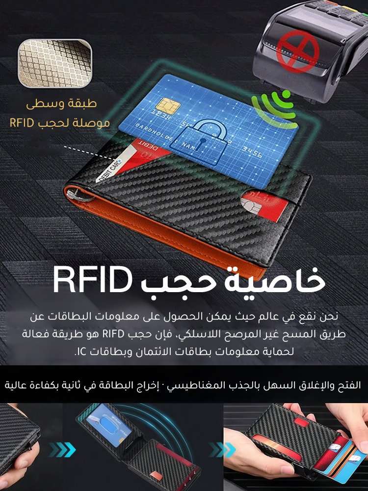 BA2461B | حافظة بطاقات مغناطيسية من ألياف الكربون للرجال -V4