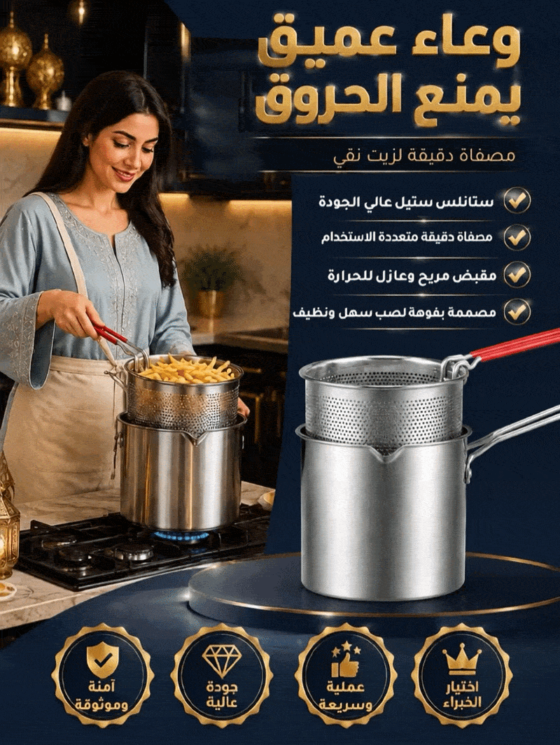 HM4140Q | (توفير هائل للزيت) مقلاة عميقة متعددة الاستخدامات من الفولاذ المقاوم للصدأ 304 -V4