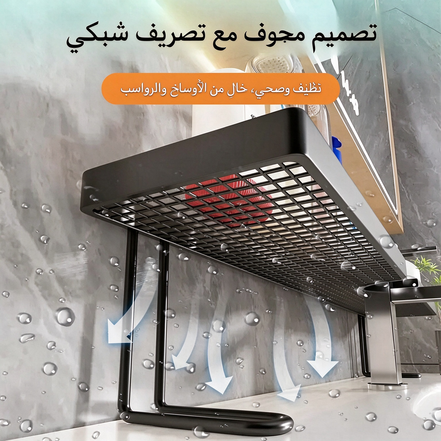 HM4599 | منظم حمام من الفولاذ الكربوني بدون حفر -V4