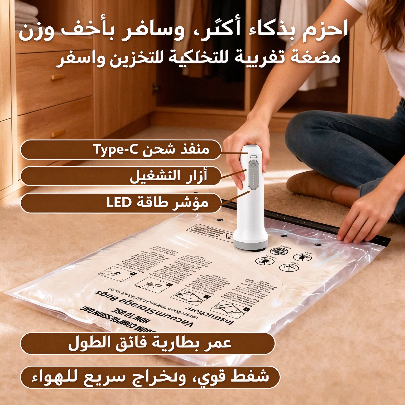 HM4600 | أكياس ضغط قابلة لإعادة الشحن للسفر، عبوة من 15 كيسًا -V4