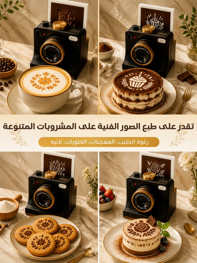 HM4611 | طابعة قهوة مبتكرة محمولة لطبع رسومات جميلة ثلاثية الأبعاد على المشروبات والأطعمة -v4