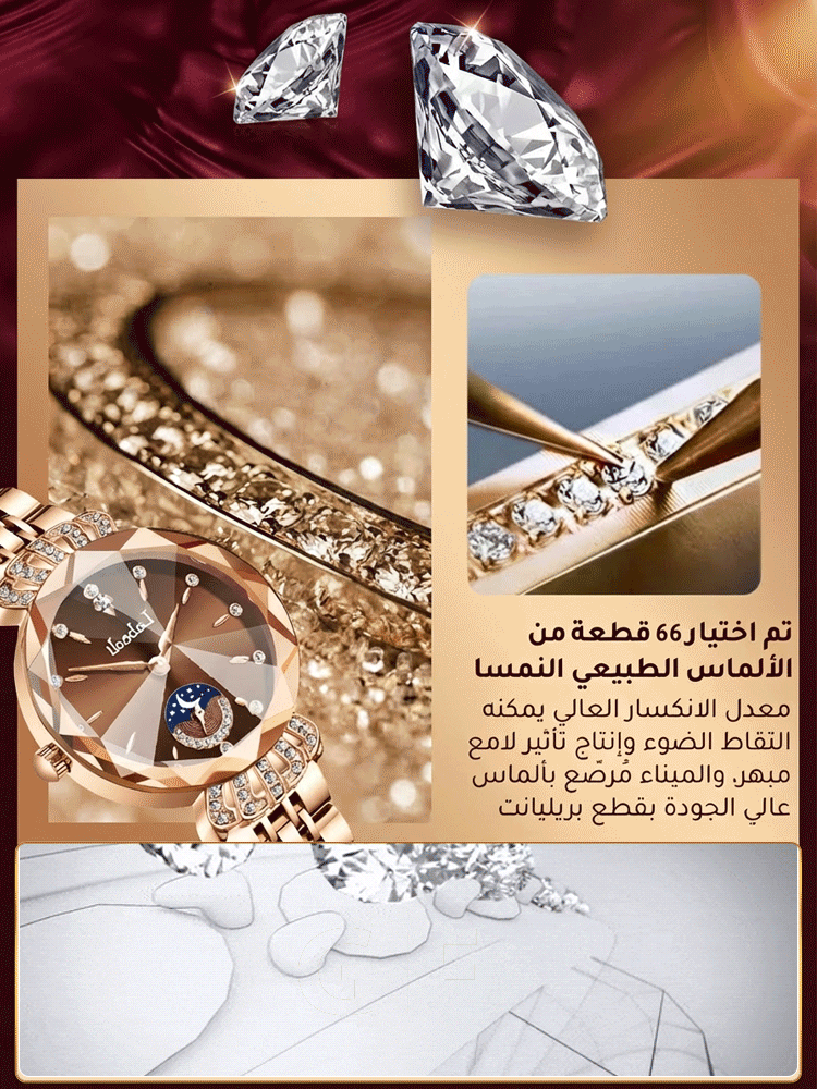 WH2417A | ساعة يد نسائية عصرية بسوار فولاذي مرصعة بالألماس بتصميم القمر والنجوم -v4