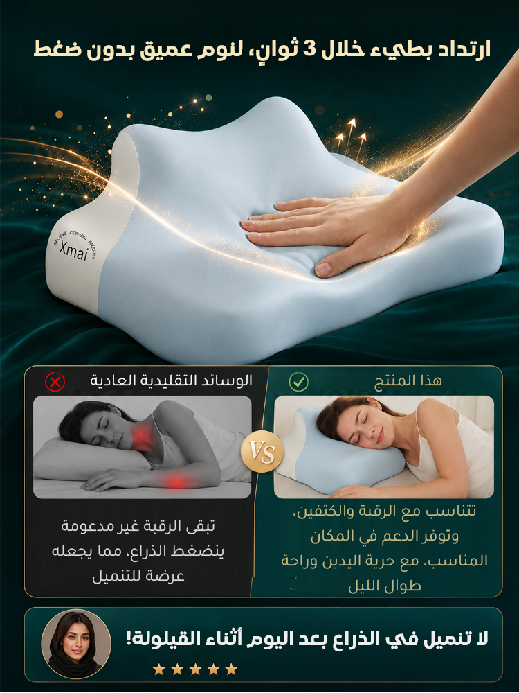 HM4500B | وسادة متعددة الوظائف من رغوة الذاكرة بطيئة الارتداد، لدعم الرقبة ومناسبة للنوم على البطن -v4